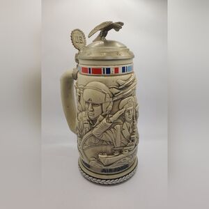 Vintage Tribute to the American Armed Forces Stein Mug Navy Army Marines Avon